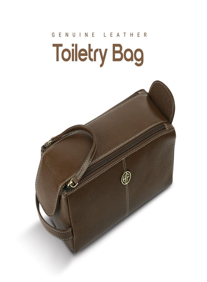 Hammonds Flycatcher Genuine Leather Toiletry Bag for Men and Women - Travel Organizer Pouch, Shaving Kit Bag for Men, Cosmetic Organizer Bag, Toiletry Pouch for Men with Multiple Pockets - Brushwood - Image 2